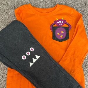 Cat & Jack Orange Monster Shirt and Dark Gray Pants Set